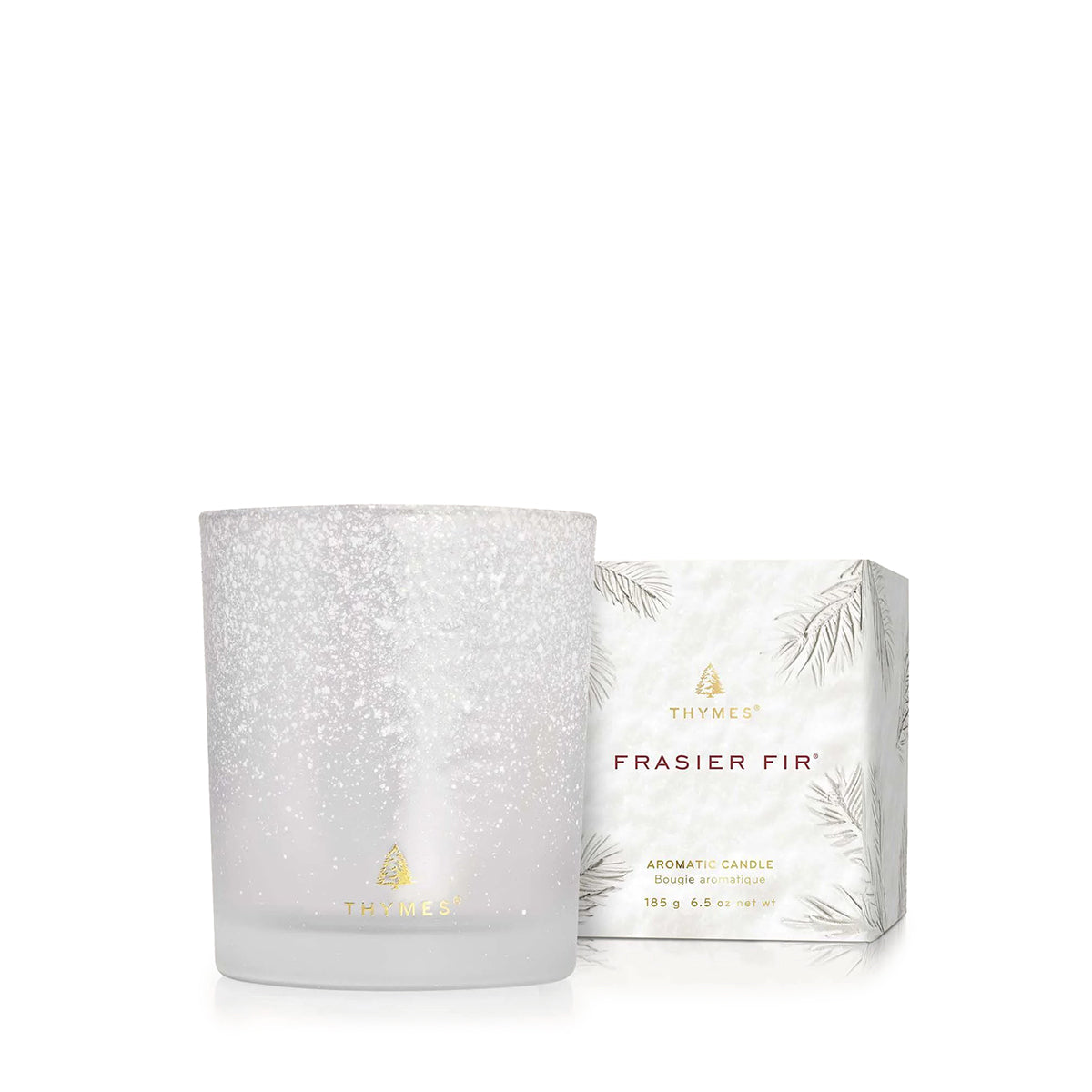 An image of Thymes Frasier Fir Flocked Candle 6.5 oz