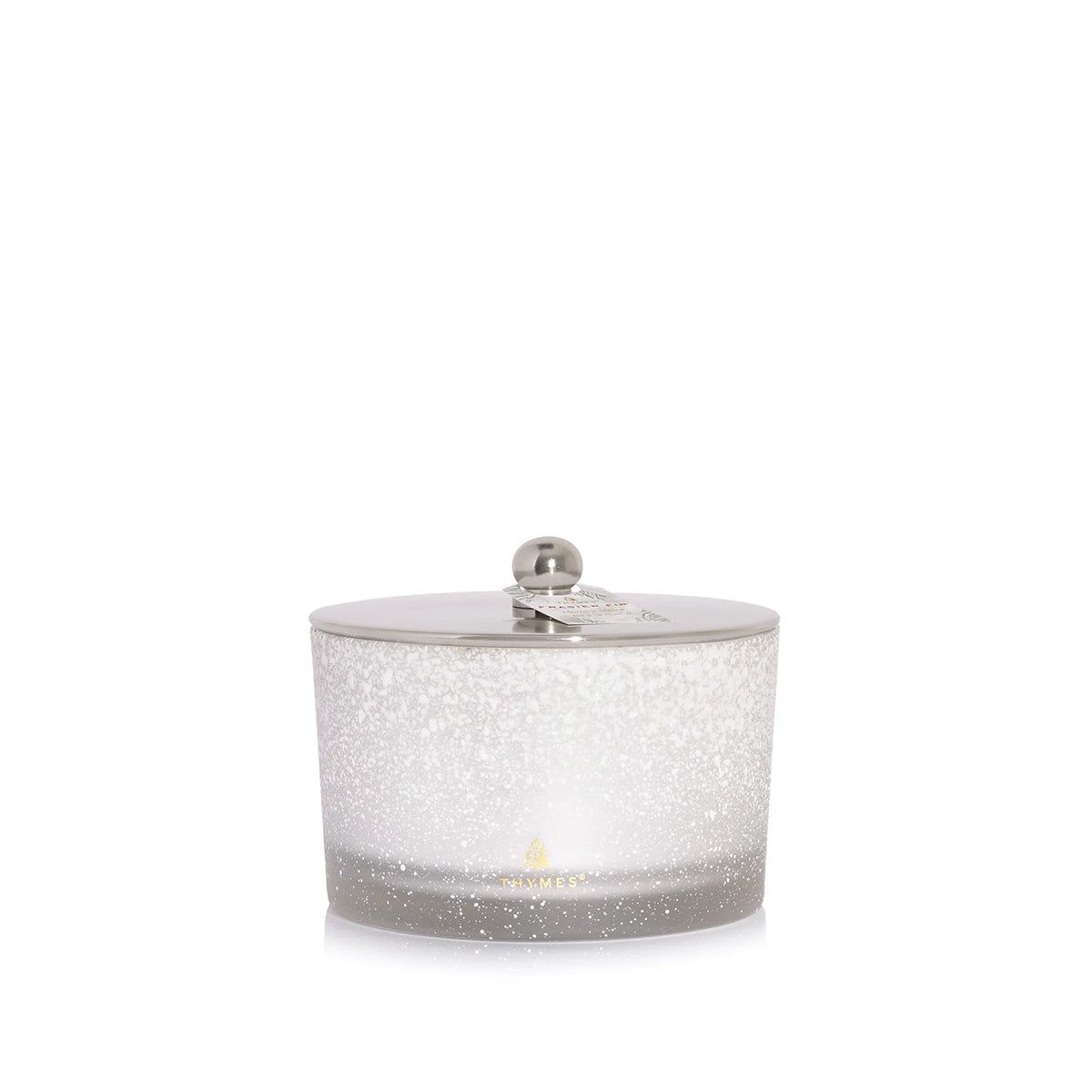 An image of Thymes Frasier Fir Flocked 3-Wick Candle 18 oz