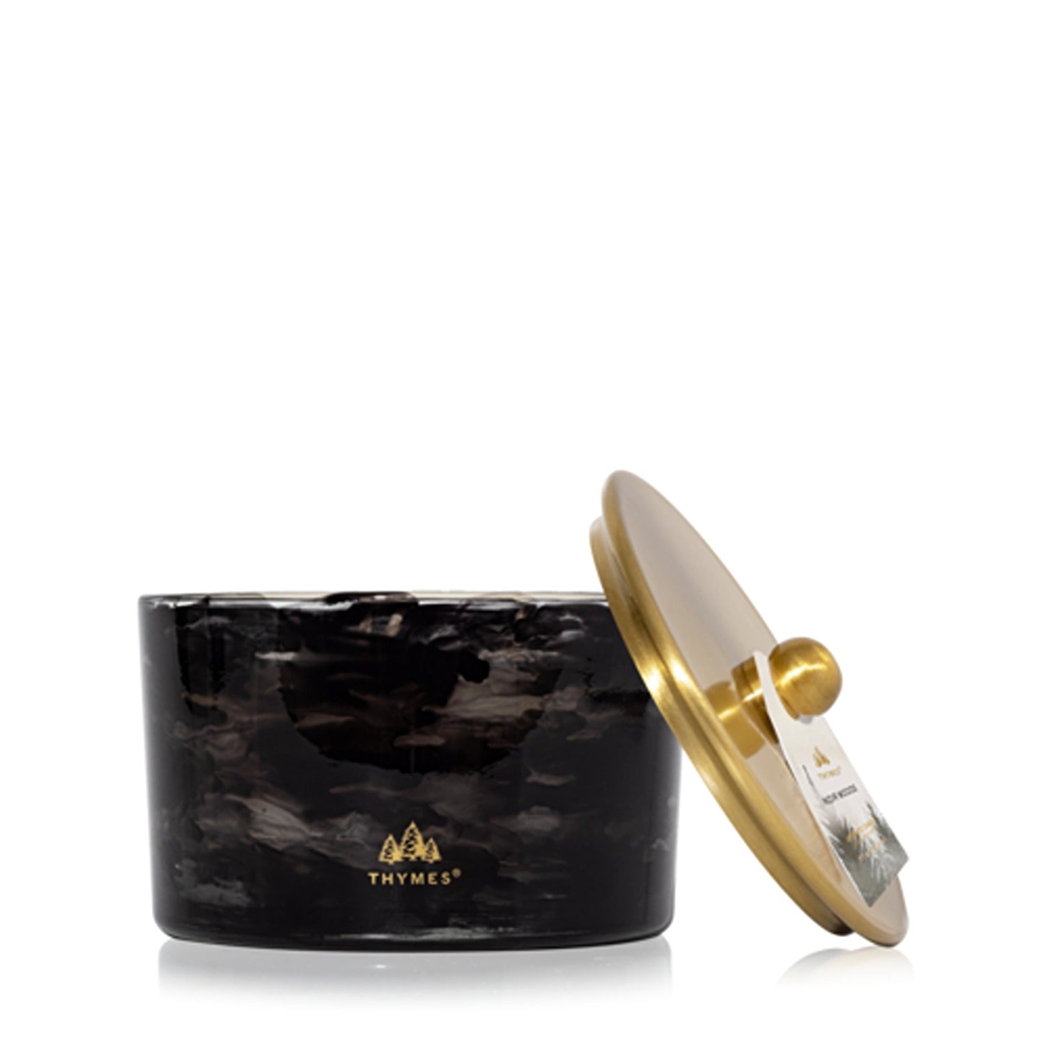 An image of Thymes Noir Woods Large Poured 3 Wick Candle 18 oz