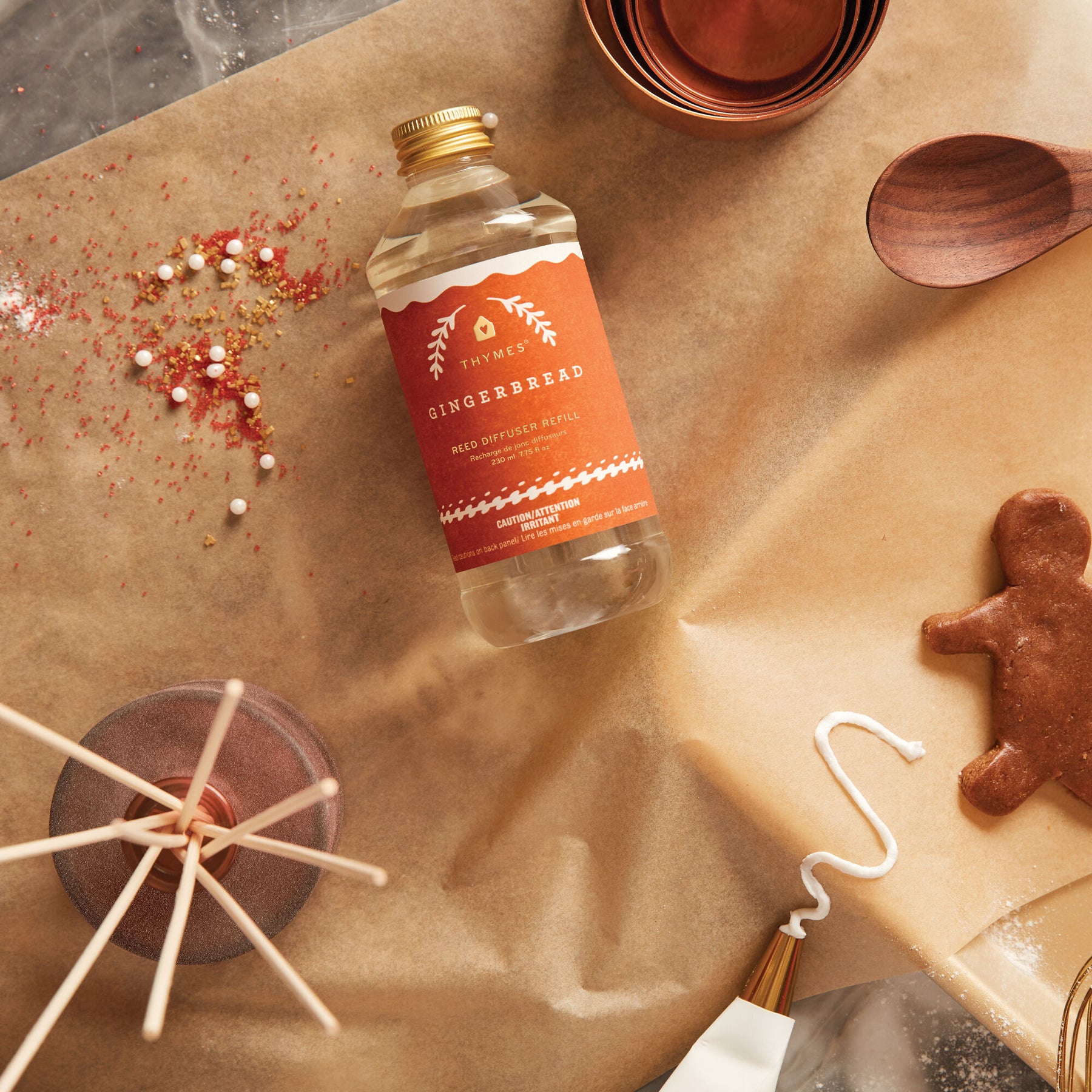 An image of Thymes Gingerbread Reed Diffuser Oil Refill 7.75 oz
