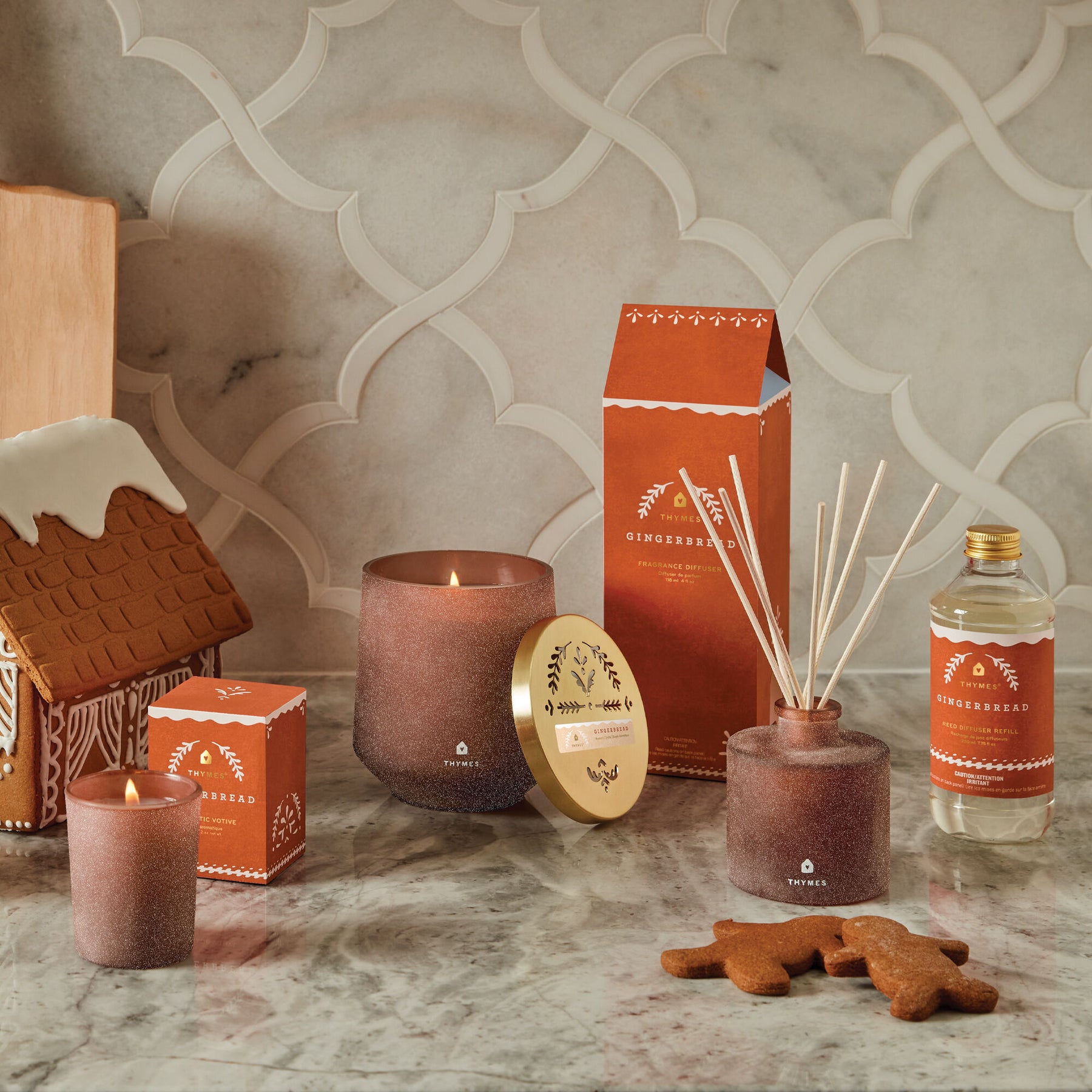 An image of Thymes Gingerbread Reed Diffuser Oil Refill 7.75 oz