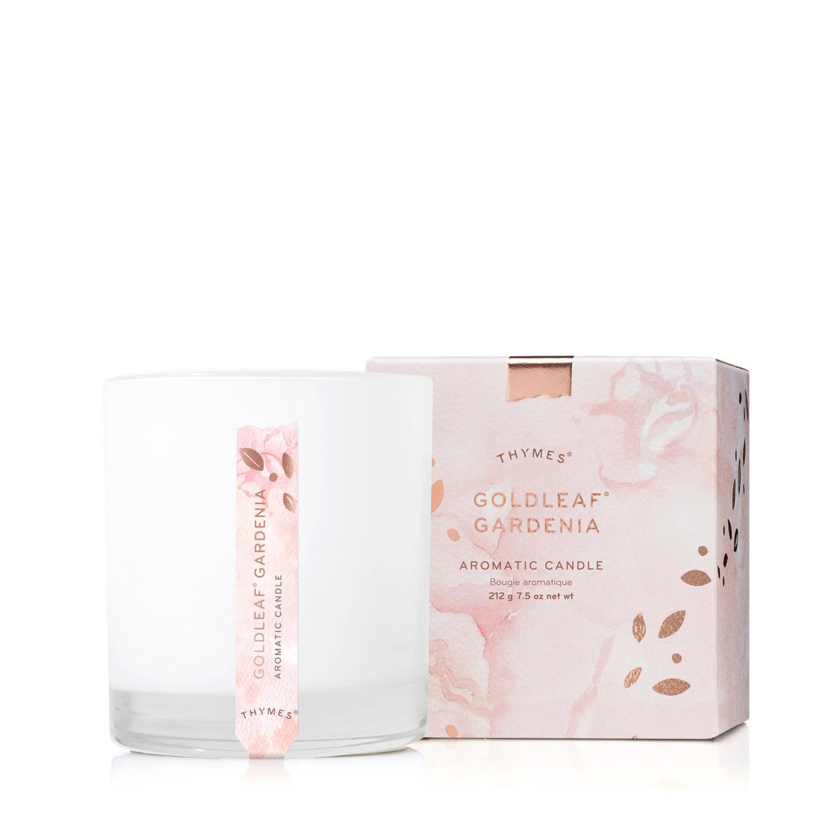 An image of Thymes Goldleaf Gardenia Poured Candle 7.5 oz