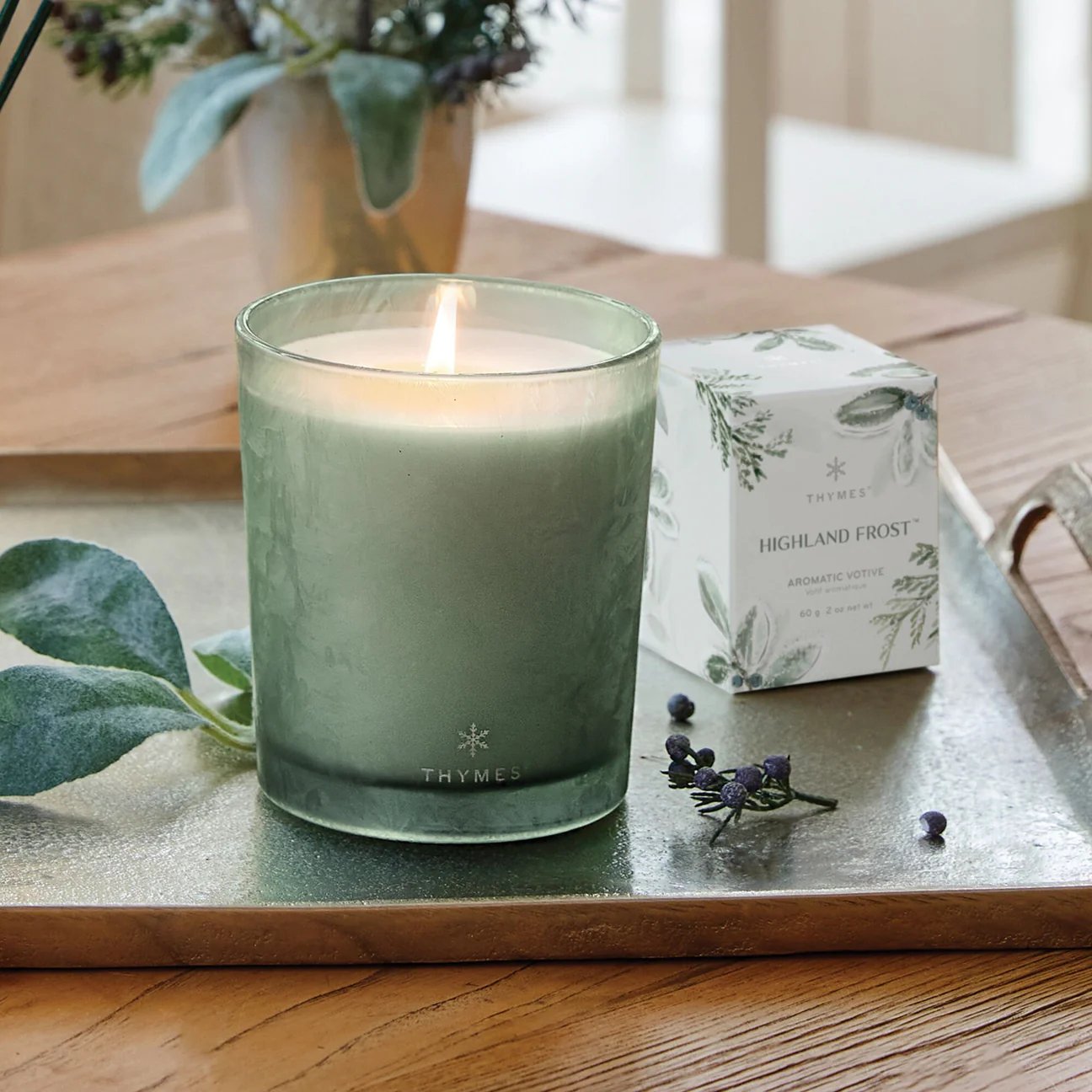 An image of Thymes Highland Frost Large Candle 13 oz
