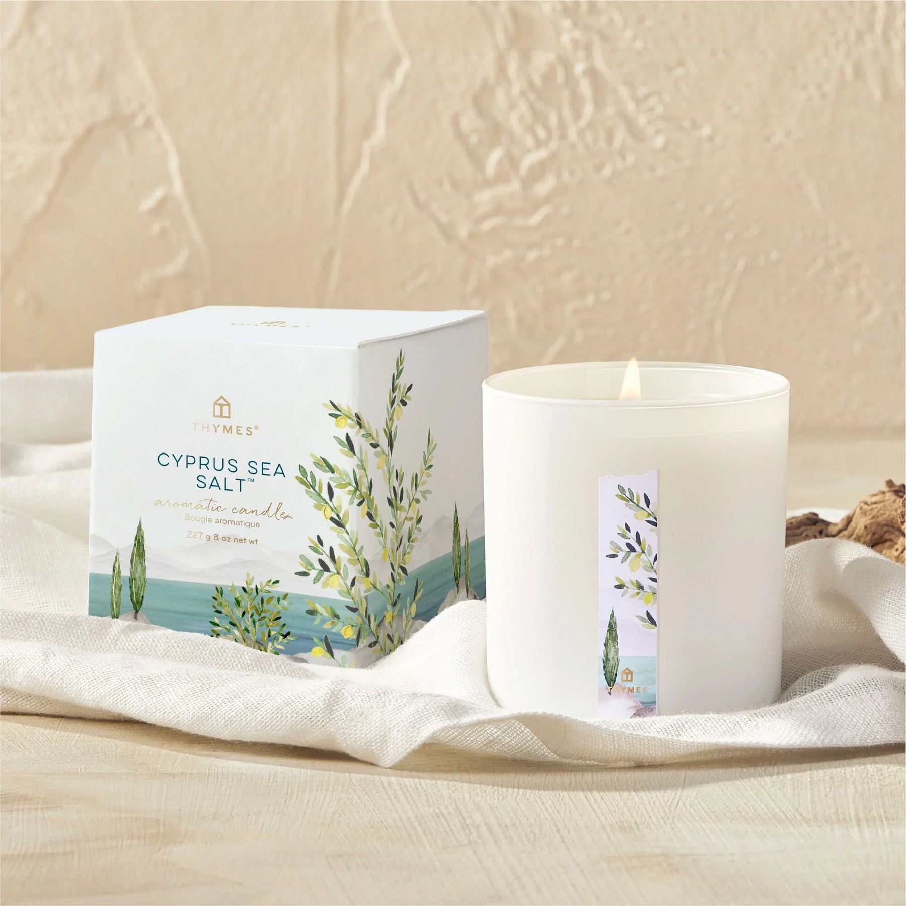 An image of Thymes Cypress Sea Salt Poured Candle 8.0 oz