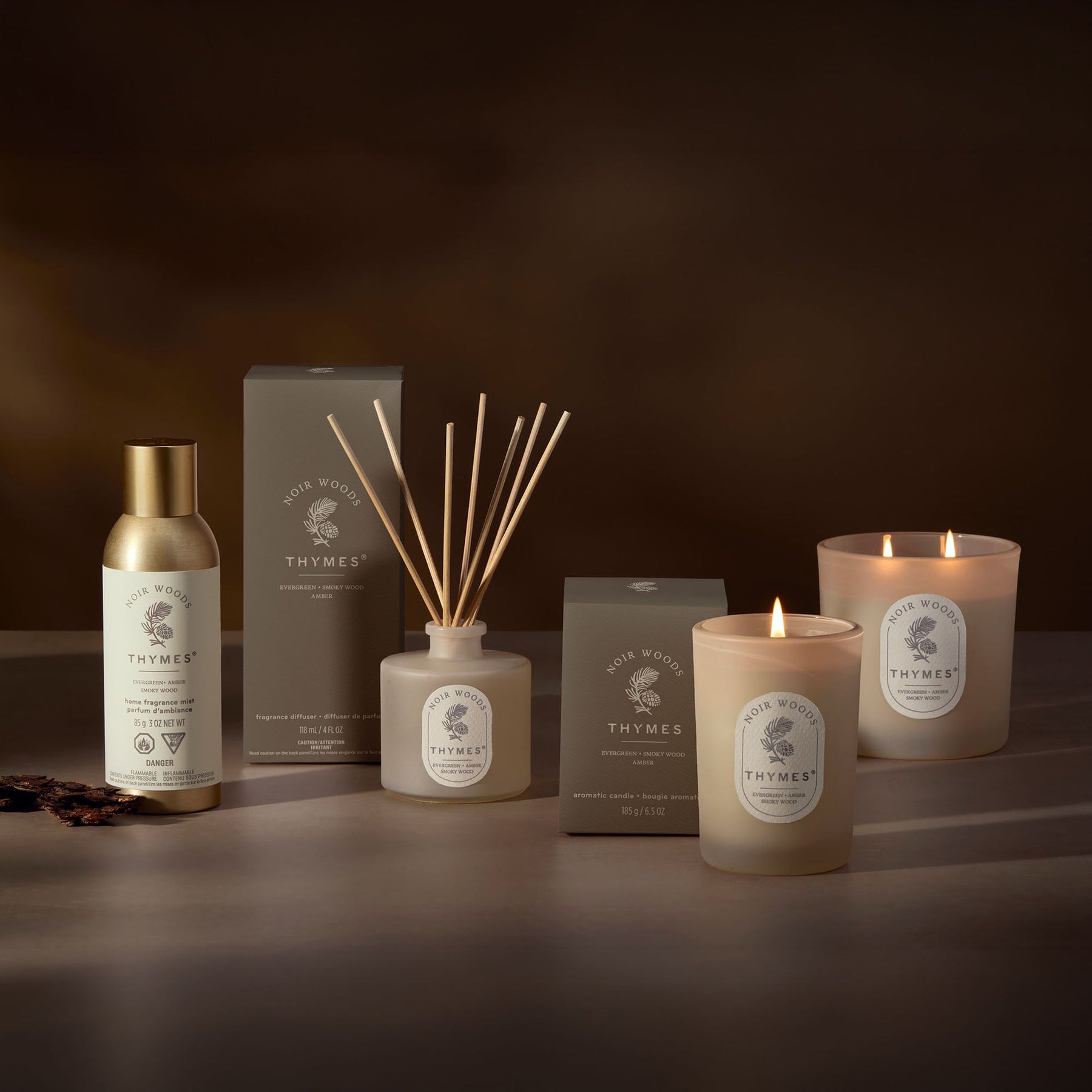An image of Thymes Noir Woods Petite Diffuser - 4 oz