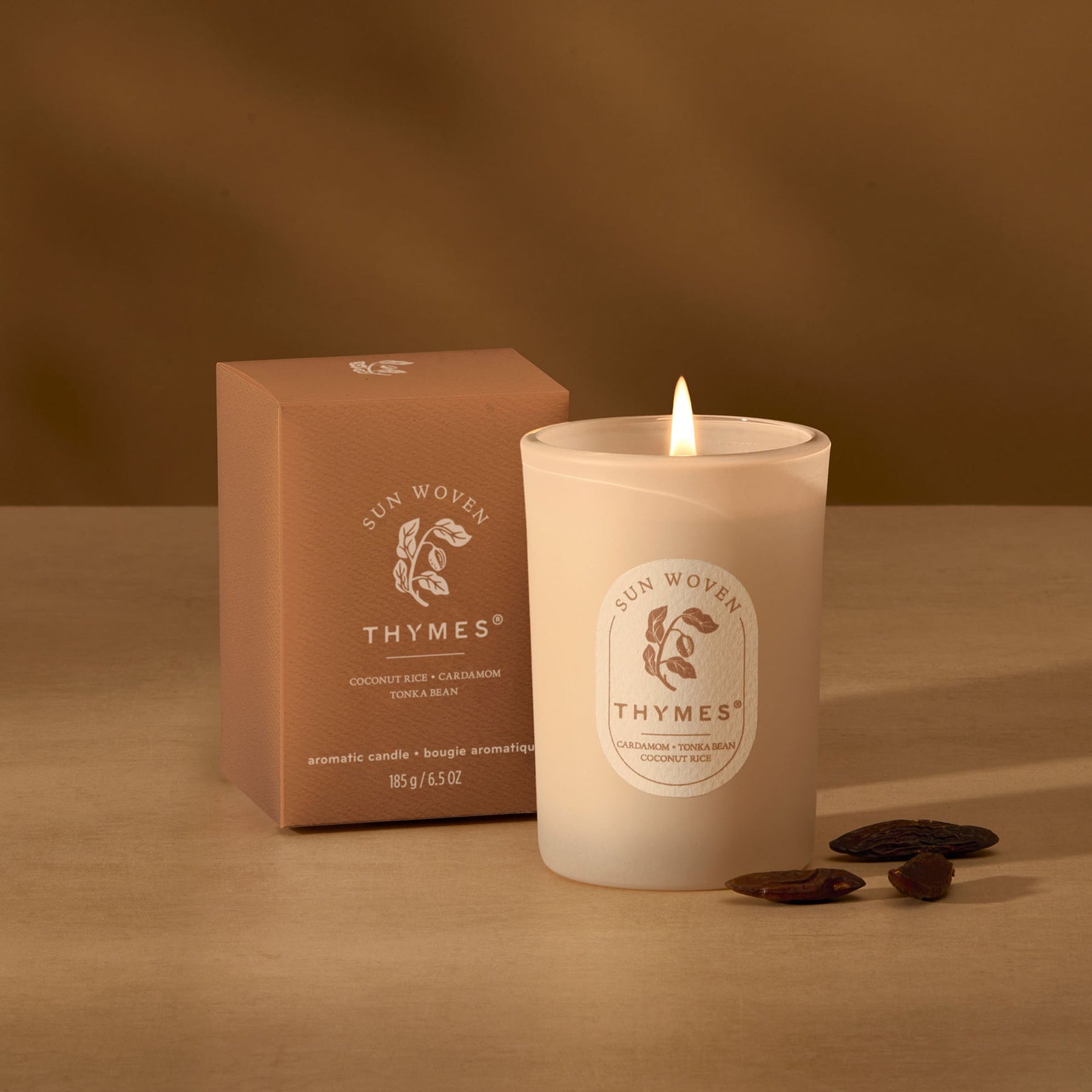 An image of Thymes Sun Woven Poured Candle - 6.5 oz
