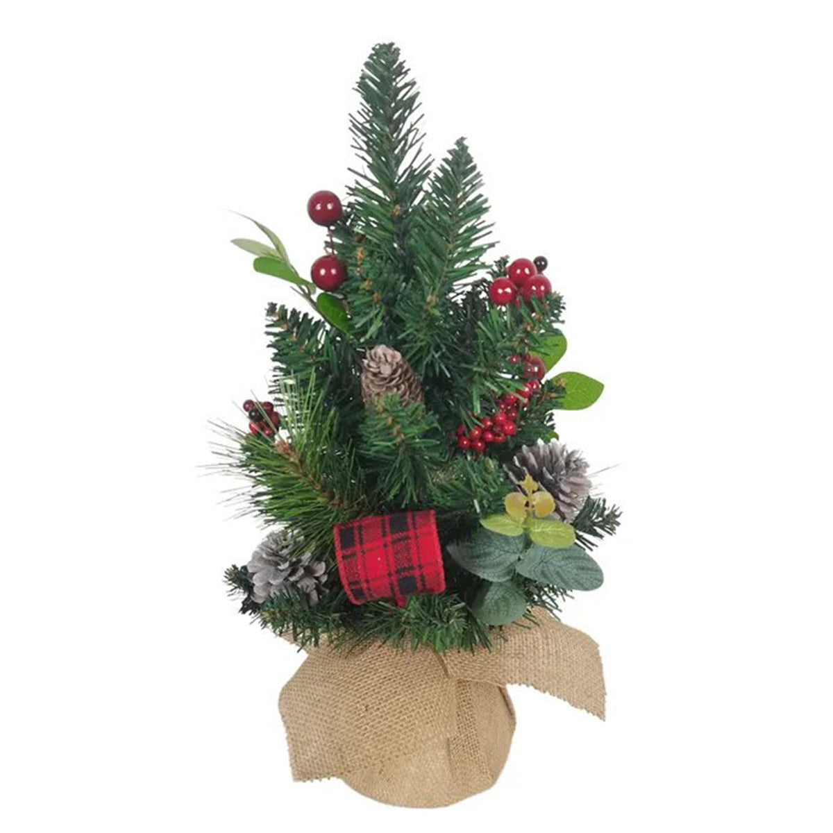 An image of Kurt Adler Un-Lit Green Tree with Berries and Pinecone Ribbon