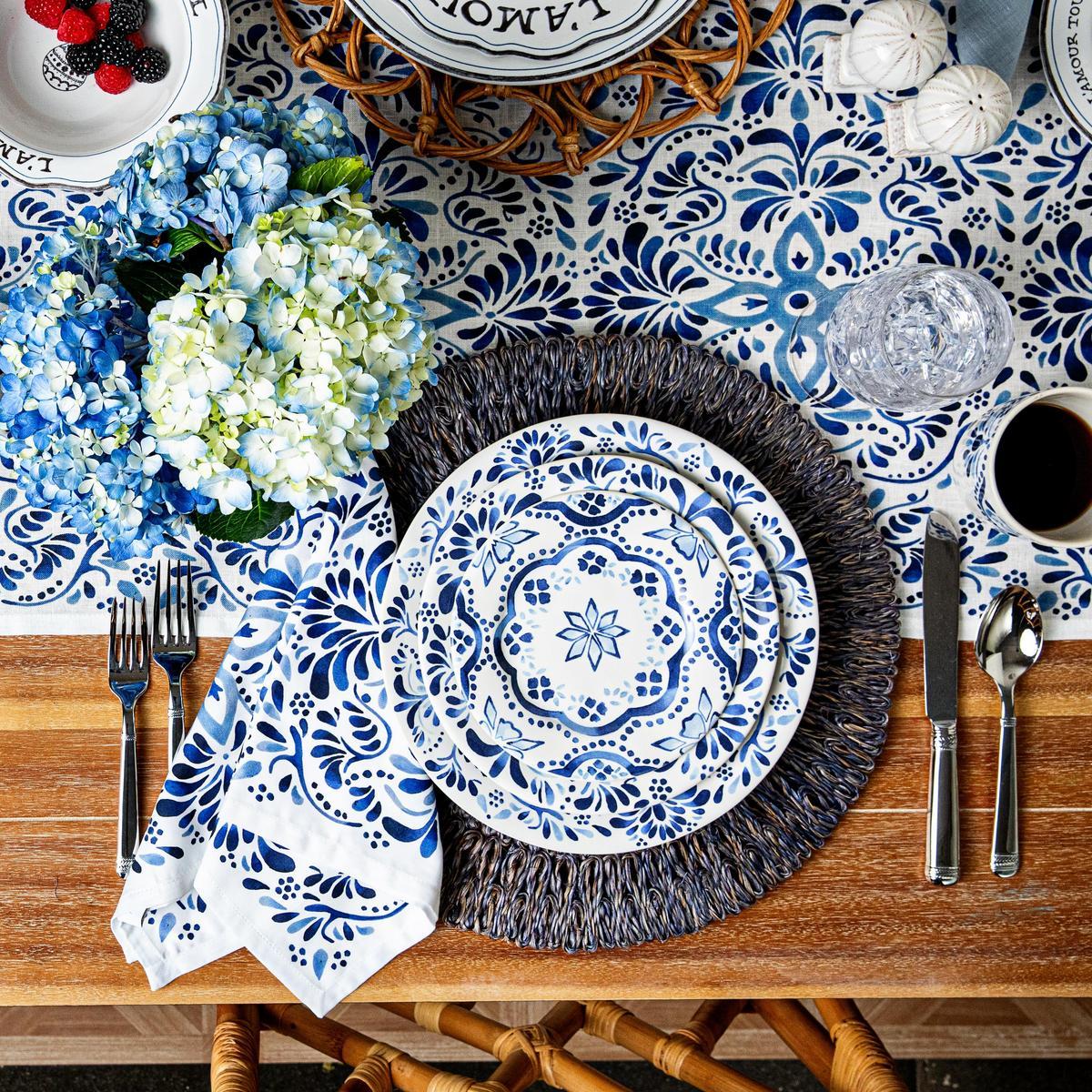 An image of Juliska Iberian 18" x 90" Table Runner - Indigo