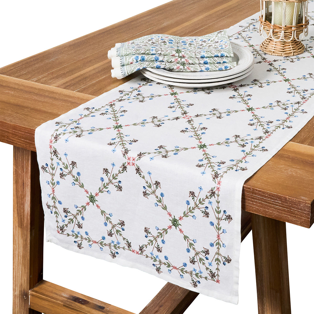 An image of Juliska Villa Seville 18" x 90" Table Runner - Chambray