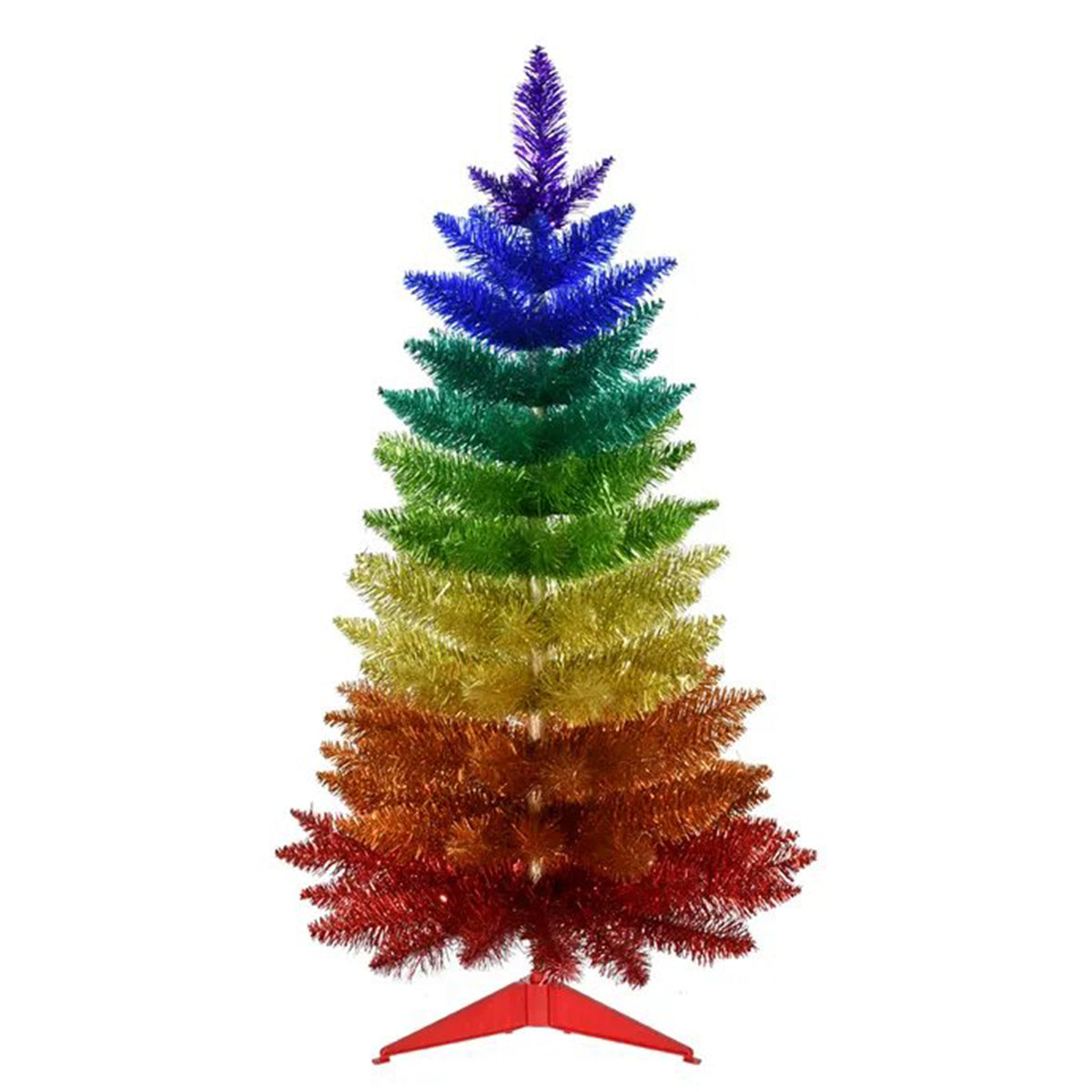 An image of Kurt Adler Un-Lit Rainbow Foil Tree - 3ft