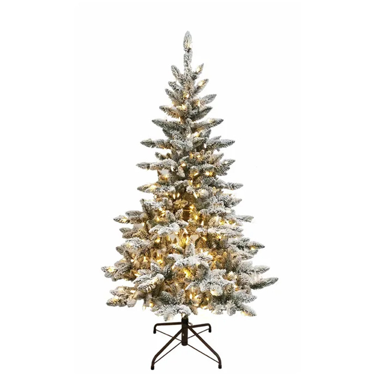 An image of Kurt Adler Pre-Lit Warm White LED Snow Pine Tree - 5ft