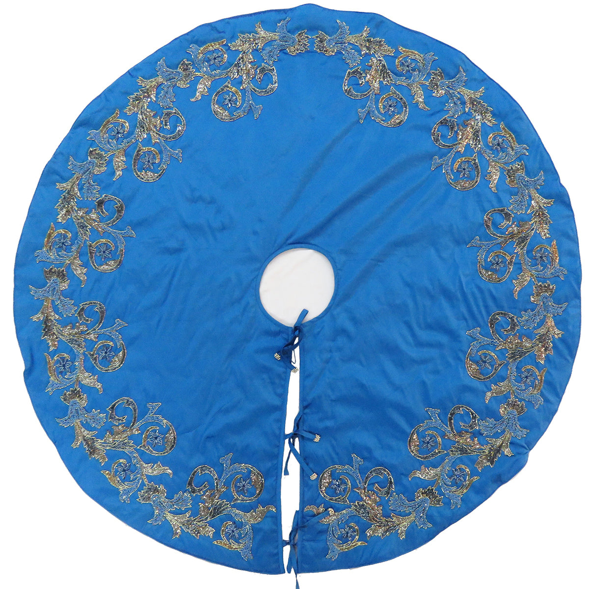 An image of Arcadia Imperial Blue Silk 60" Tree Skirt