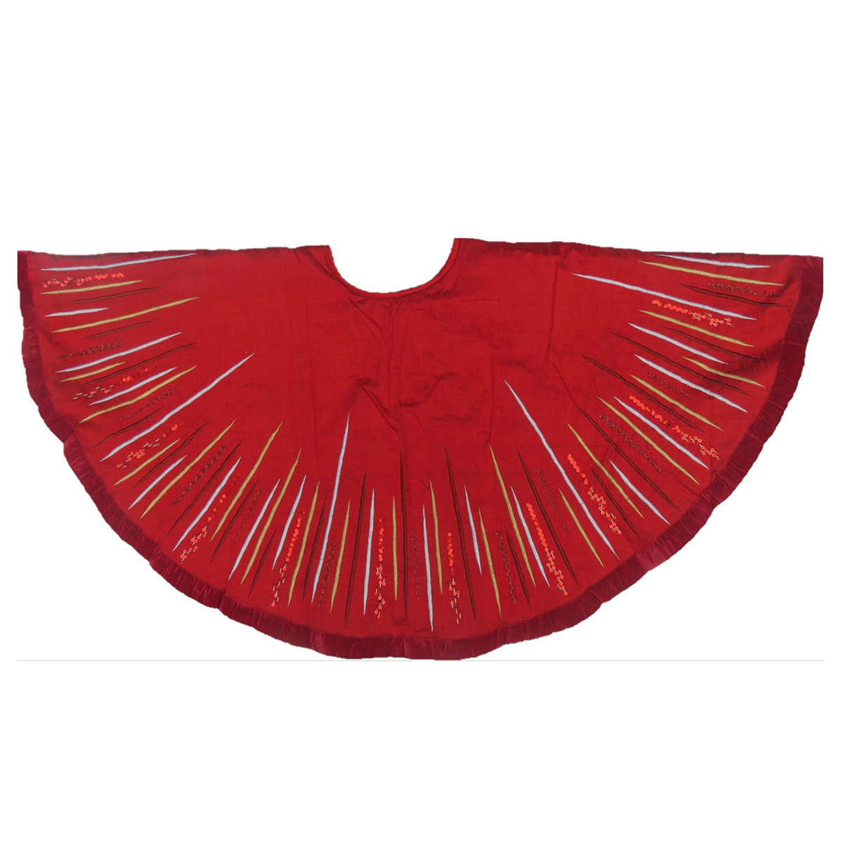 An image of Arcadia Home Starburst Red Silk Felt Tree Skirt