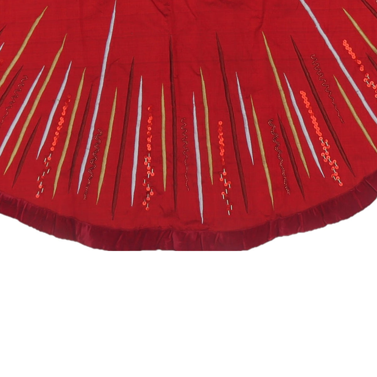 An image of Arcadia Home Starburst Red Silk Felt Tree Skirt
