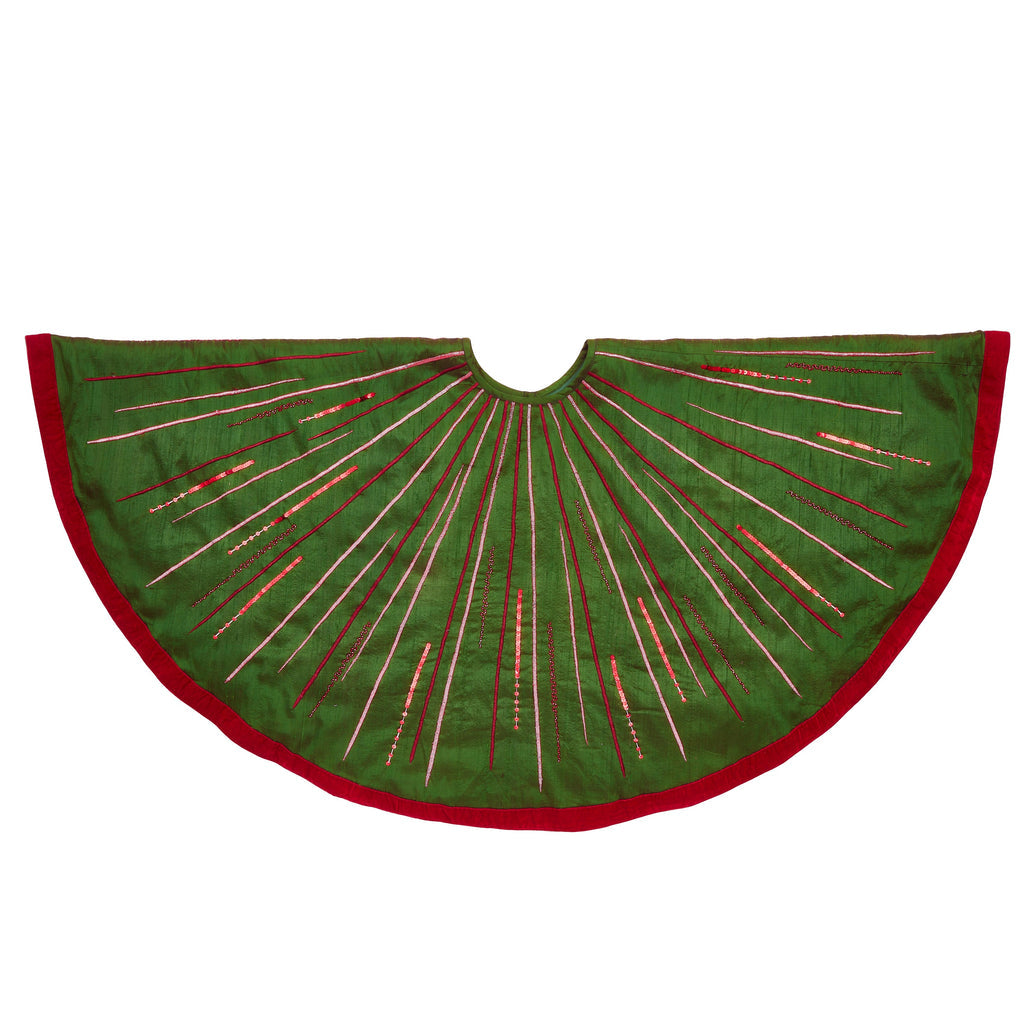 An image of Arcadia Green Silk 60" Christmas Tree Skirt