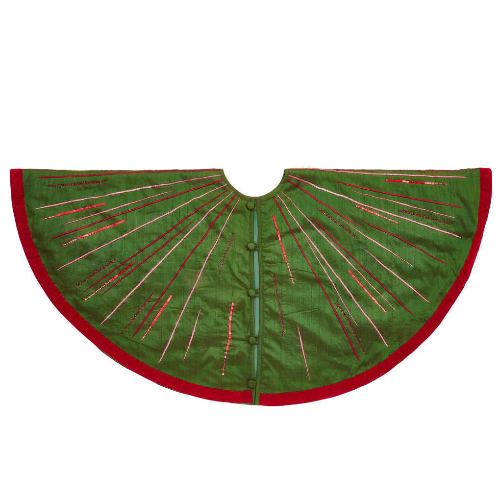 An image of Arcadia Green Silk 60" Christmas Tree Skirt