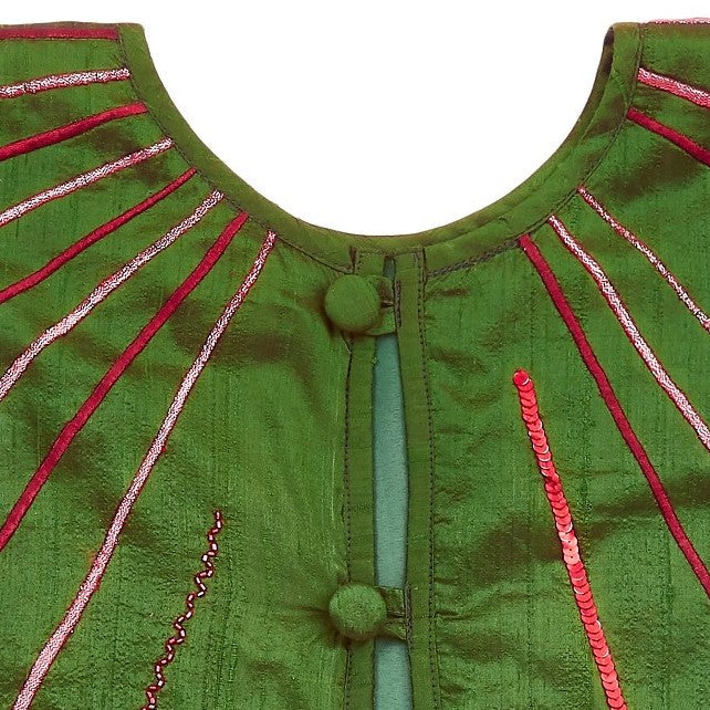 An image of Arcadia Green Silk 60" Christmas Tree Skirt