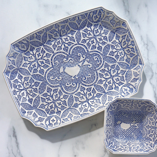 An image of Vietri Uccello Blu Rectangular Platter