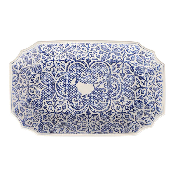 An image of Vietri Uccello Blu Oval Bowl