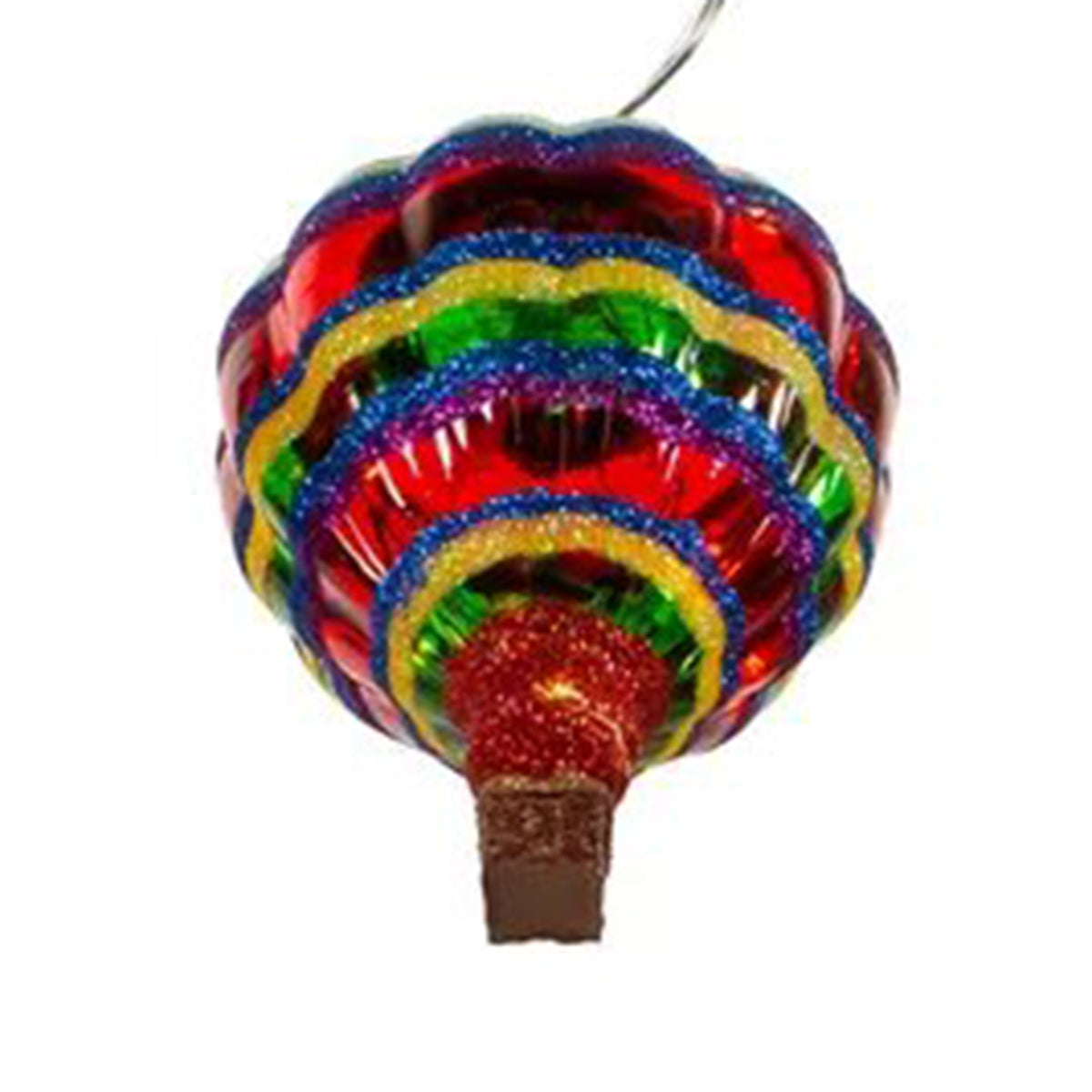 An image of Kurt Adler USB Pre-lit Striped Hot Air Balloon Ornament