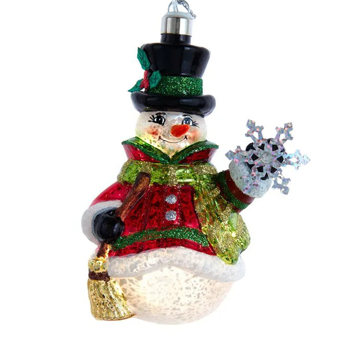 An image of Kurt Adler USB LED Snowman with Snowflake Ornament