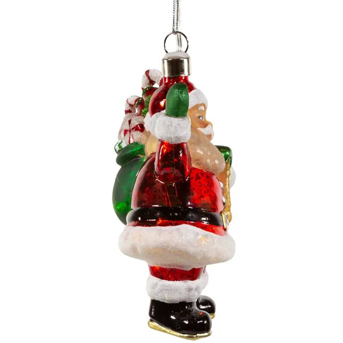 An image of Kurt Adler USB LED Santa with Gift Bag Ornament