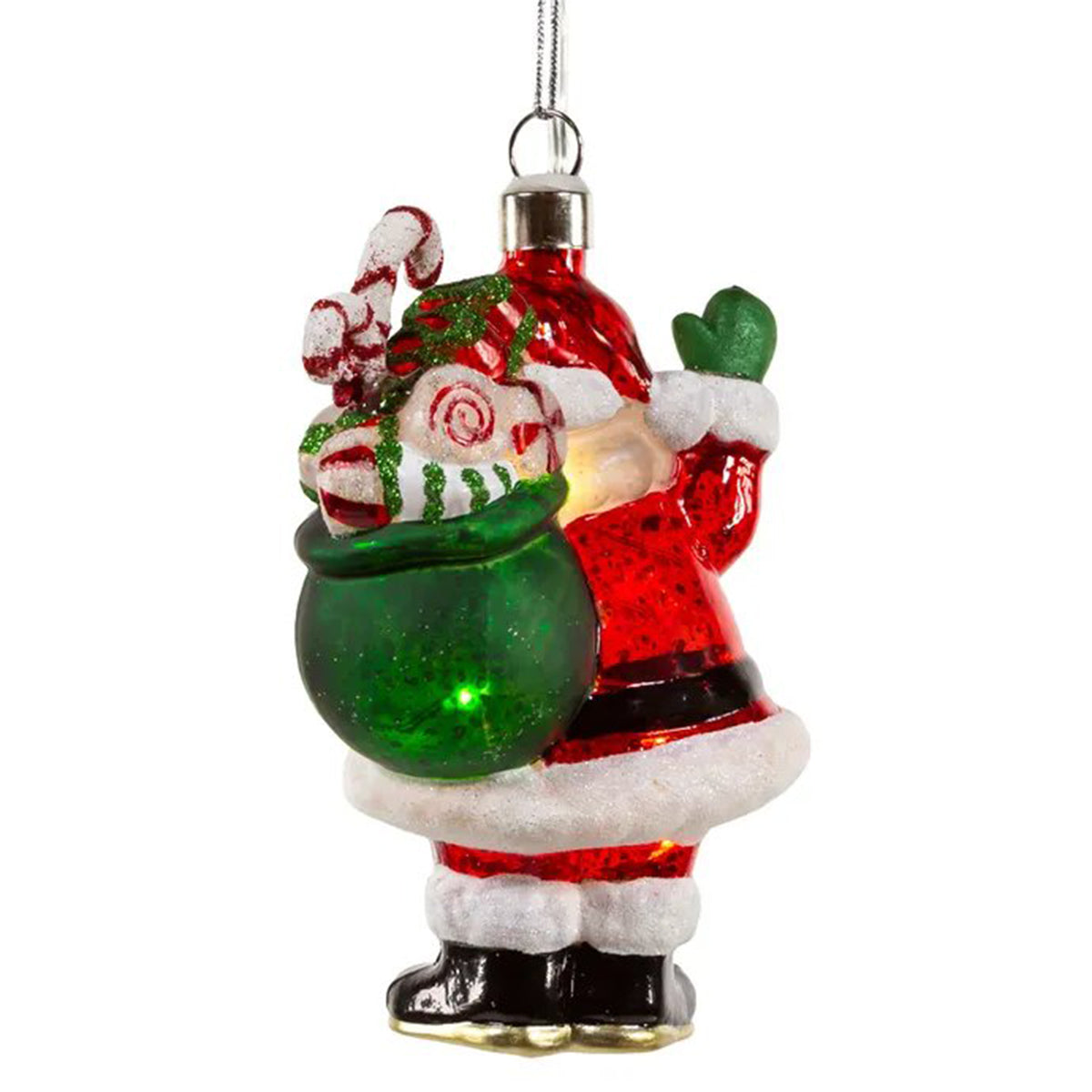 An image of Kurt Adler USB LED Santa with Gift Bag Ornament