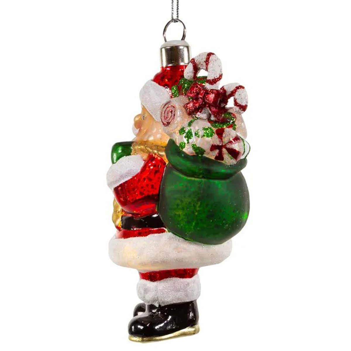 An image of Kurt Adler USB LED Santa with Gift Bag Ornament
