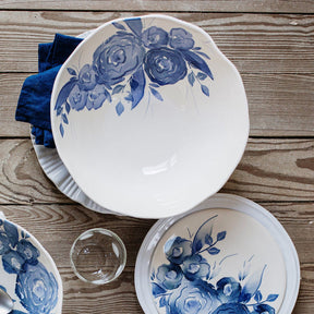 Vietri Blue Camellia Deep Serving Bowl