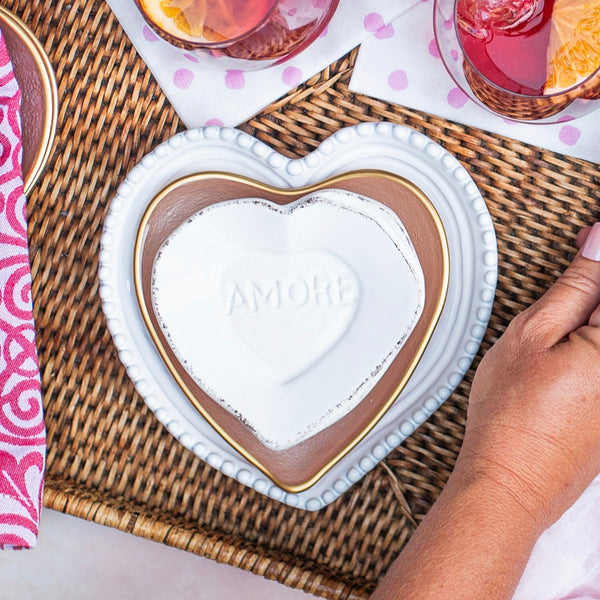 An image of Vietri Baroque Glass Heart Cocktail Plate