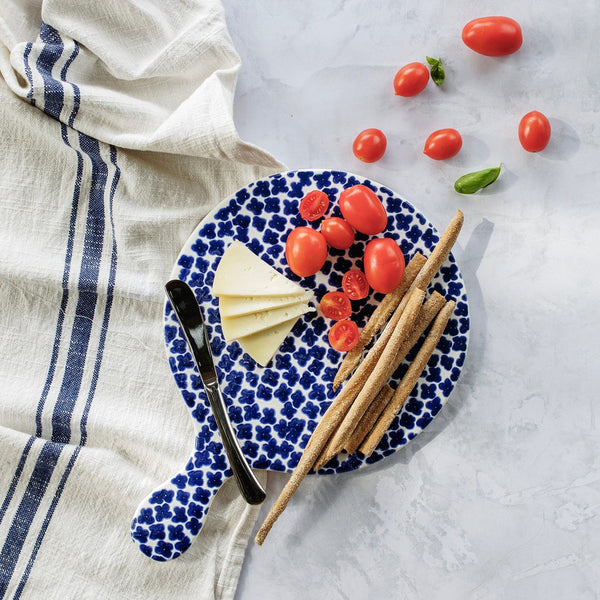 An image of Vietri Santorini Flowers Round Cheese Board