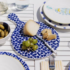 Vietri Santorini Flowers Round Cheese Board