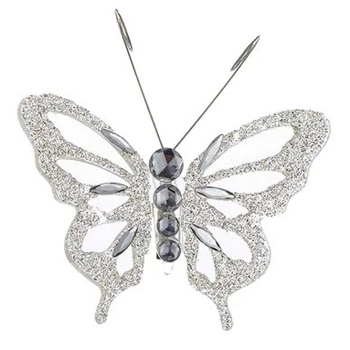 An image of Kurt Adler Silver Acrylic Butterfly Ornament