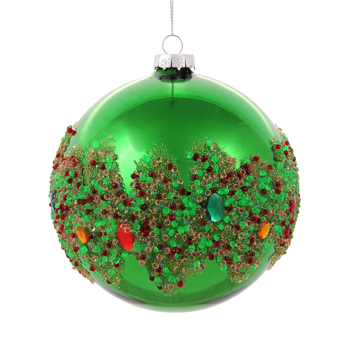 An image of Winward 4.75" Shiny Beaded Ball Ornament