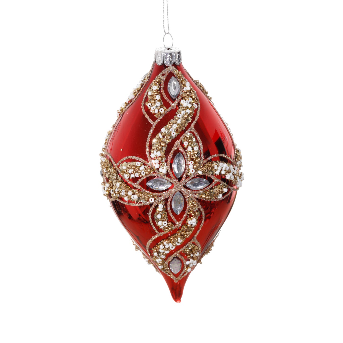 An image of Winward Red Jewel Finial Shaped Ornament