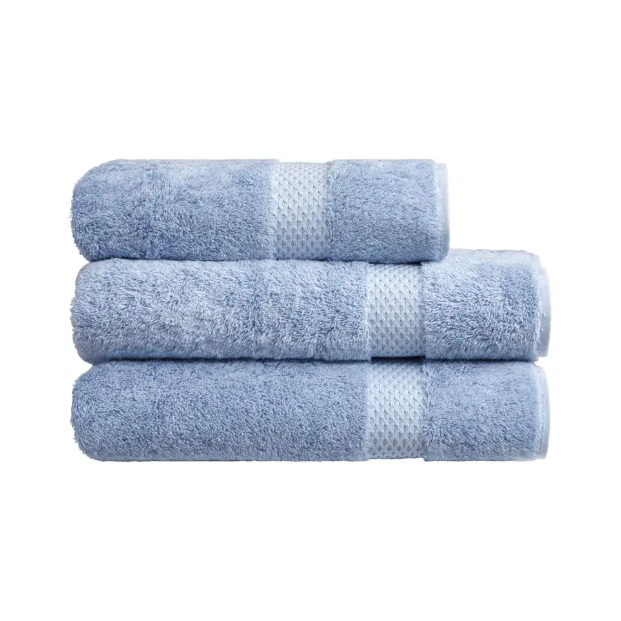 Yves Delorme Towel in Azure three stacked