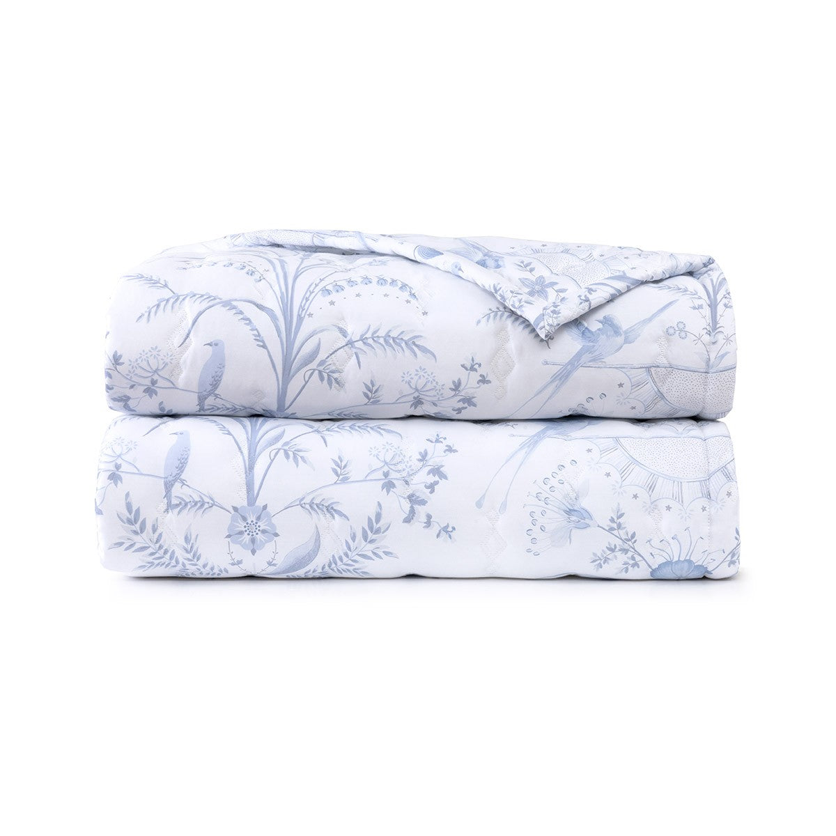 An image of Yves Delorme Herbier Celeste Quilted Coverlet