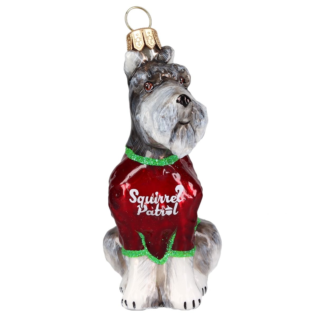 Joy to the World Schnauzer with Squirrel Patrol T-Shirt Ornament