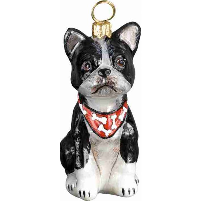 An image of Joy to the World Boston Terrier with Bandana Ornament