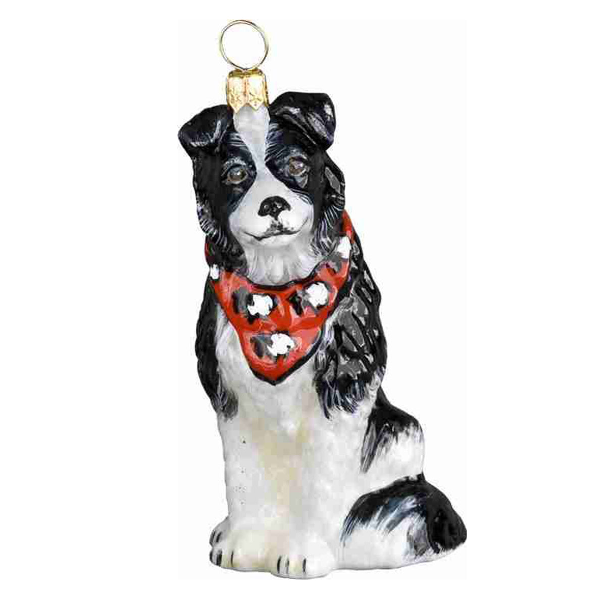 Joy to the World Border Collie with Sheep Bandana Ornament