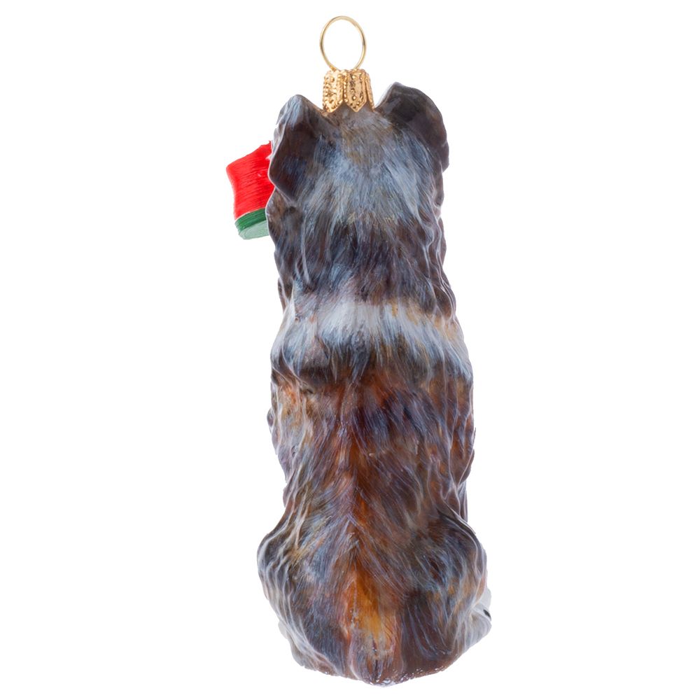 Joy to the World Australian Shepherd with Red & Green High Top Sneaker Ornament