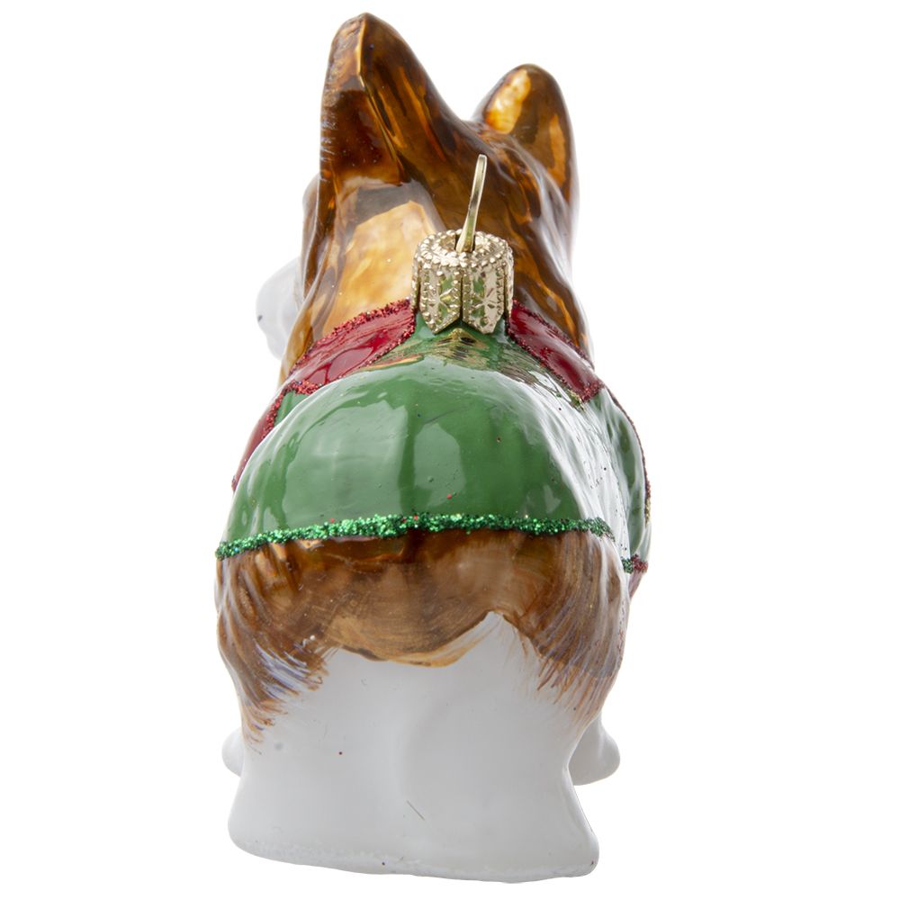 An image of Joy to the World Pembroke Welsh Corgi in Christmas Pajamas Ornament