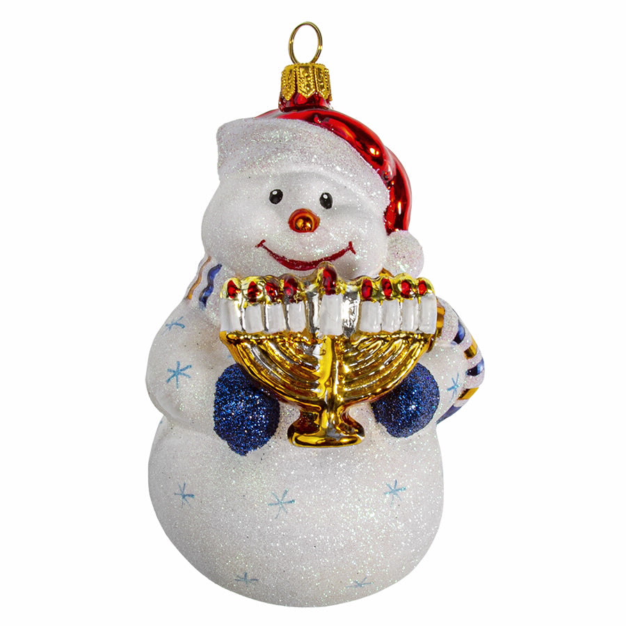 An image of Joy to the World Interfaith Snowman with Menorah Ornament