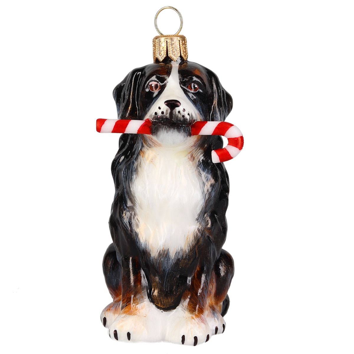 Joy to the World Bernese Mountain Dog with Candy Cane Ornament