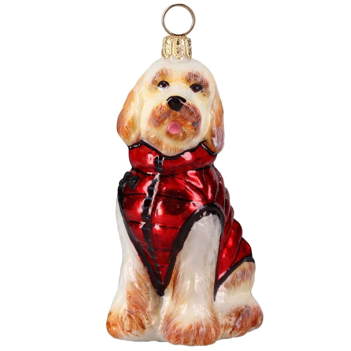 Joy to the World Goldendoodle in Winter Coat Ornament
