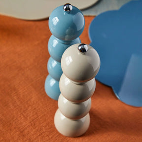 Addison Ross Salt and Pepper Grinder in Cappucino and Periwinkle on a table