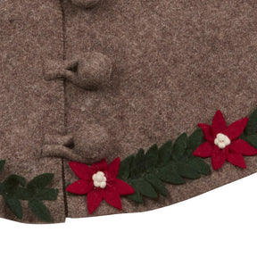 Arcadia Home Handmade Felt Christmas Poinsettia Border on Gray Tree Skirt - 60 in