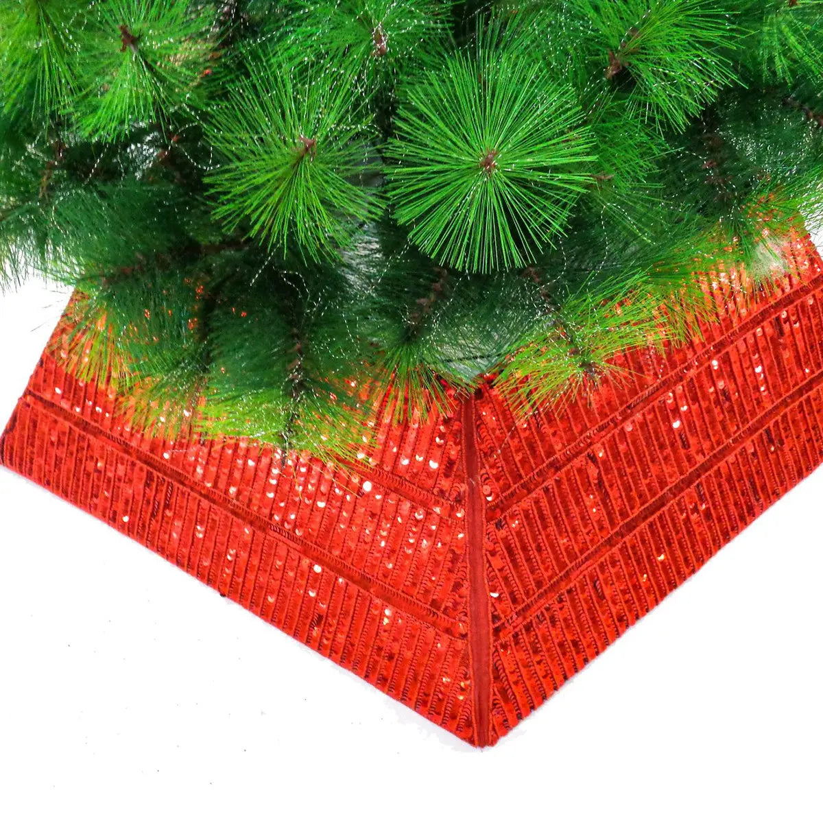 Arcadia Home Hand Beaded Adjustable Christmas Tree Collar - Red Sequin