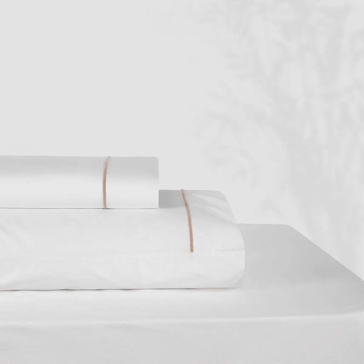 Bovi Classic Hotel Sheet Set - White/Taupe 