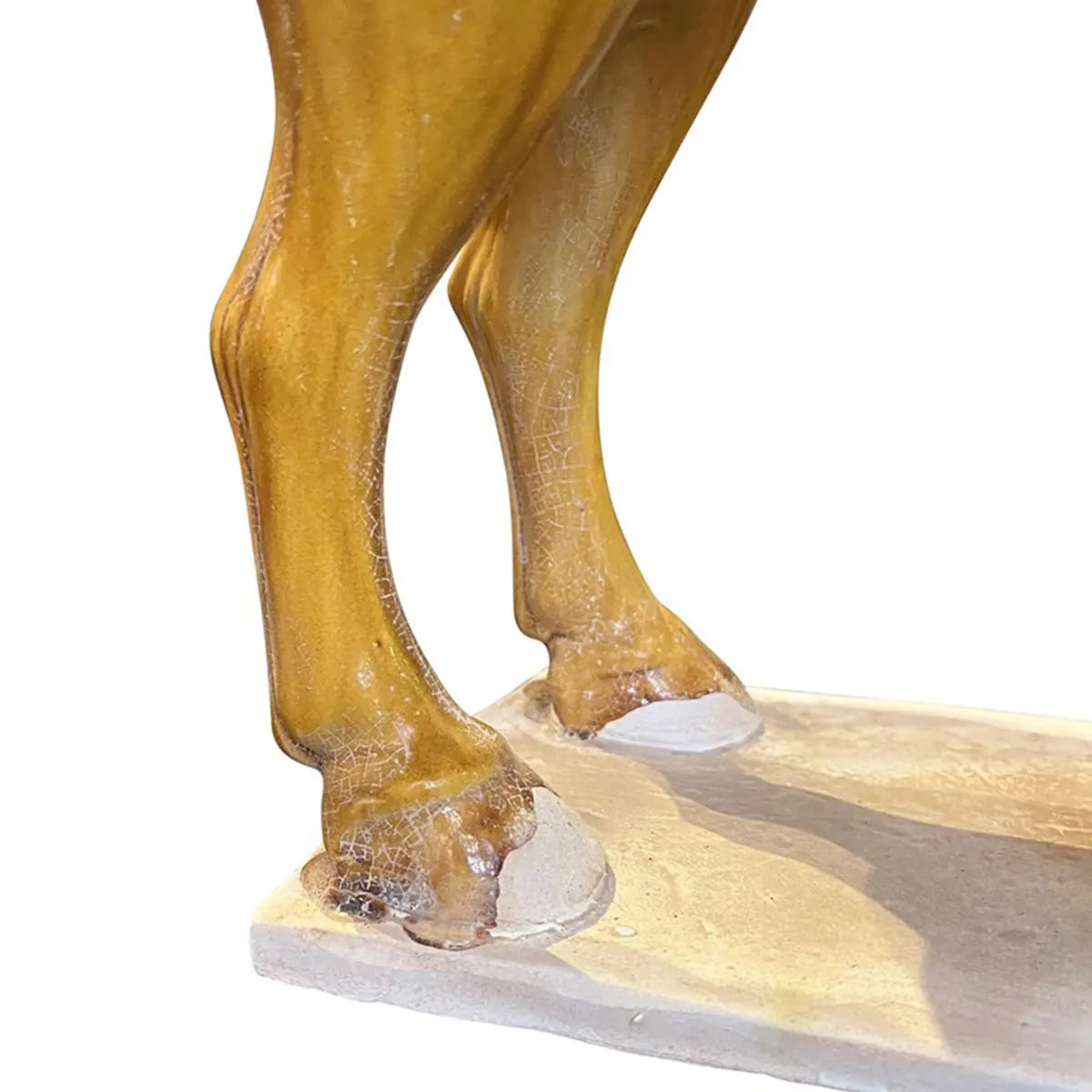 Currey & Company Tang Dynasty Medium Persimmon Horse, close up of the legs